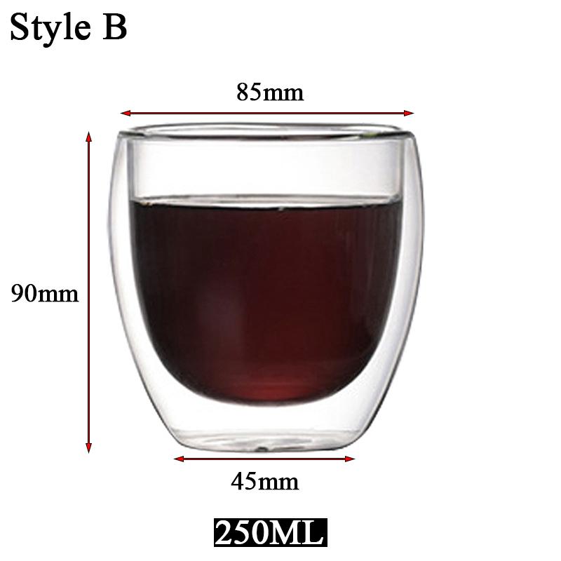 Double Bottom Wall Glass Coffee Cup Whiskey Tea Thermal Heat Resistant Cocktail Vodka Shot Wine Mug Drinkware Tumbler Set