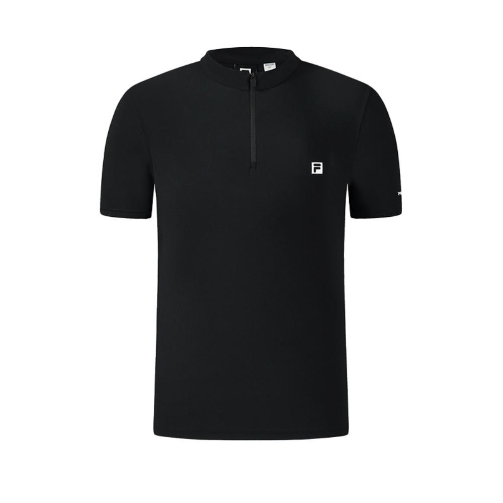 

FILA Explore Минималистичная спортивная футболка с воротником-стойкой для улицы, прохладное ощущение, отводящая влагу, быстросохнущая, с коротким рукавом, мужские топы, глубокий черный A51M627101FBK XL