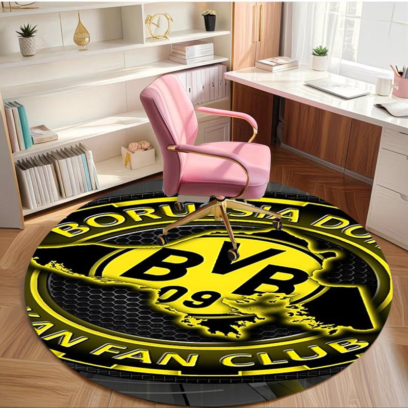 Borussia Dortmund Print Round Rug, Washable Floor Carpet, For Entryway Dorm Laundry Room Office Study, Home Decor Birthday Christmas Gift