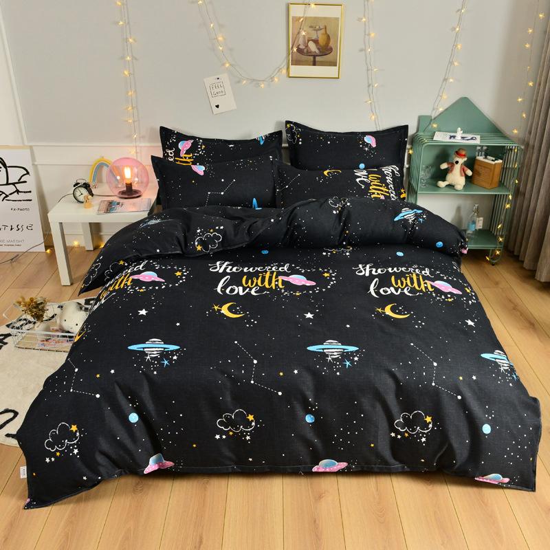 Autumn Winter Pure Cotton Brushed 4 Piece Bedding Set Simple Striped Thick Bed Sheet Duvet Cover All Cotton Bed Supplies 3 Piece Set With Pillowcase