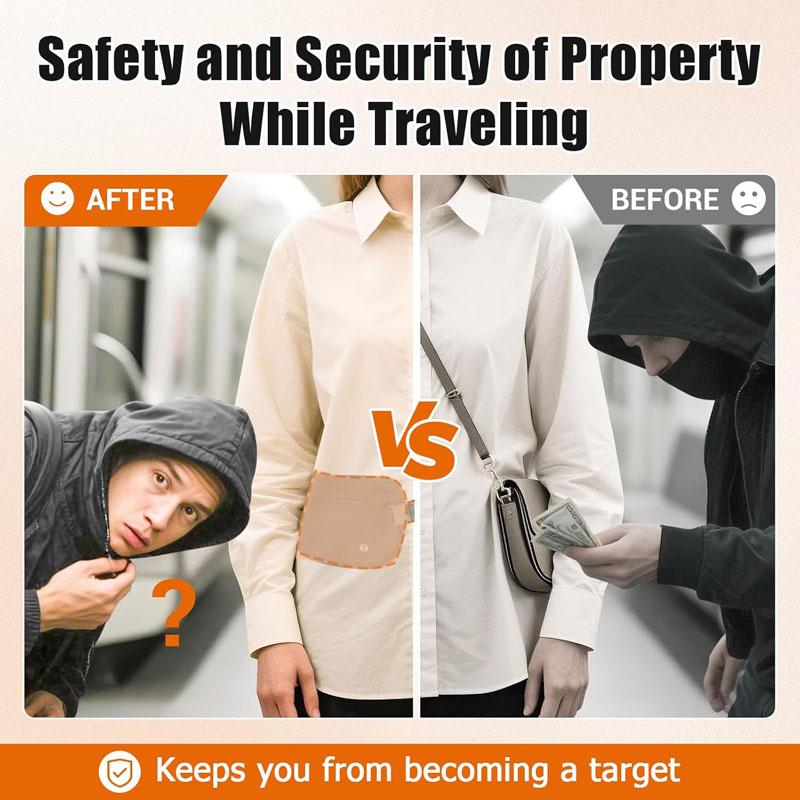 Travel Waist Bag Money Belt Slim Passport Holder RFID Blocking Travel Invisible Pouch Protect Cash Credit Cards Travel Documents