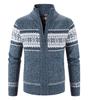 Stylish Men's Zip-Up Sweaters Warm Thick Knitwear with Color Blocking and Casual Design for Autumn and Winter