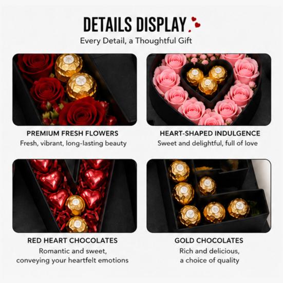 Leere Valentinstag LOVE Briefbox, Romantische befüllbare Geschenkbox, Schokoladen-Erdbeer-Süßigkeiten-Schmuck-Verpackungsbox für Geburtstag, Hochzeitsfeier