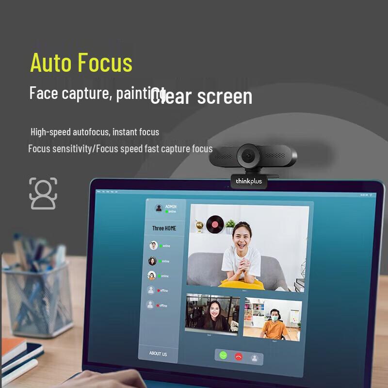 Lenovo ThinkPlus USB 2K HD Webcam with 5MP & Built-in Mic (CN version)