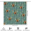 Ladybug Floral Printed Shower Curtain For Bathroom Decor, Quick Dry Waterproof Fabric, Polyester Bath Rug Mat Set Green
