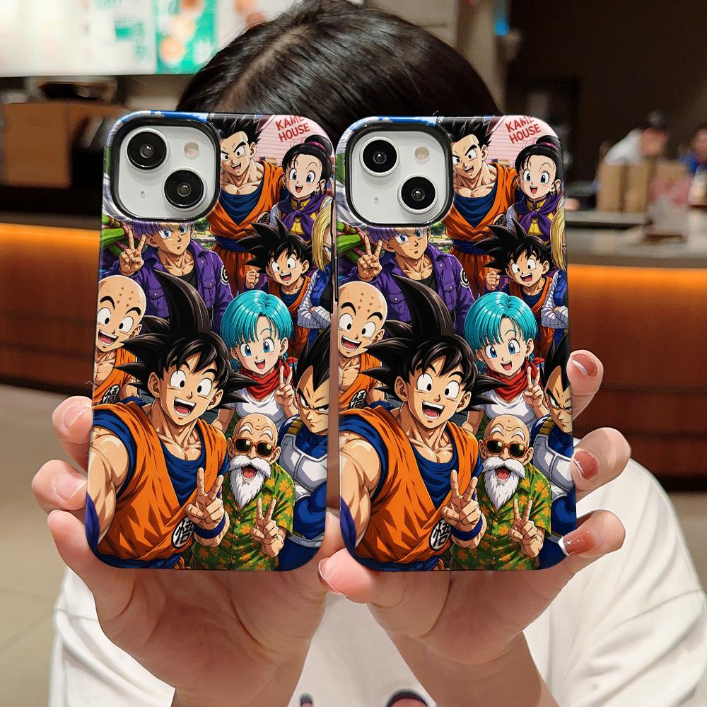 Seven Dragon Ball double-layer phone case, suitable as a protective cover for iPhone 7/8/11/12/13/14/15/16/17 Pro Max Plus