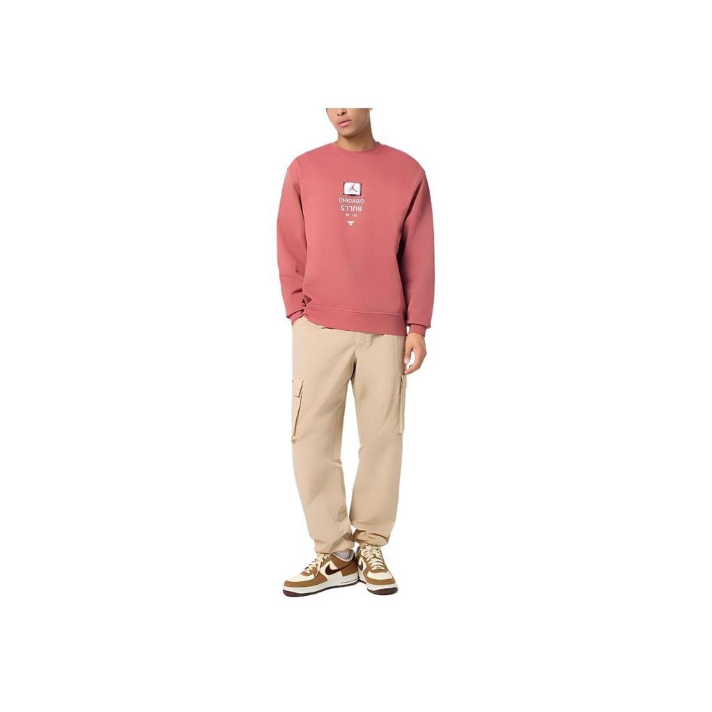 Jordan X NBA Collaboration Chicago Bulls Logo Fleece Crewneck Fashion Pullover Long Sleeve Sweatshirt Men sweatshirt Canyon-Rust FV8344-691