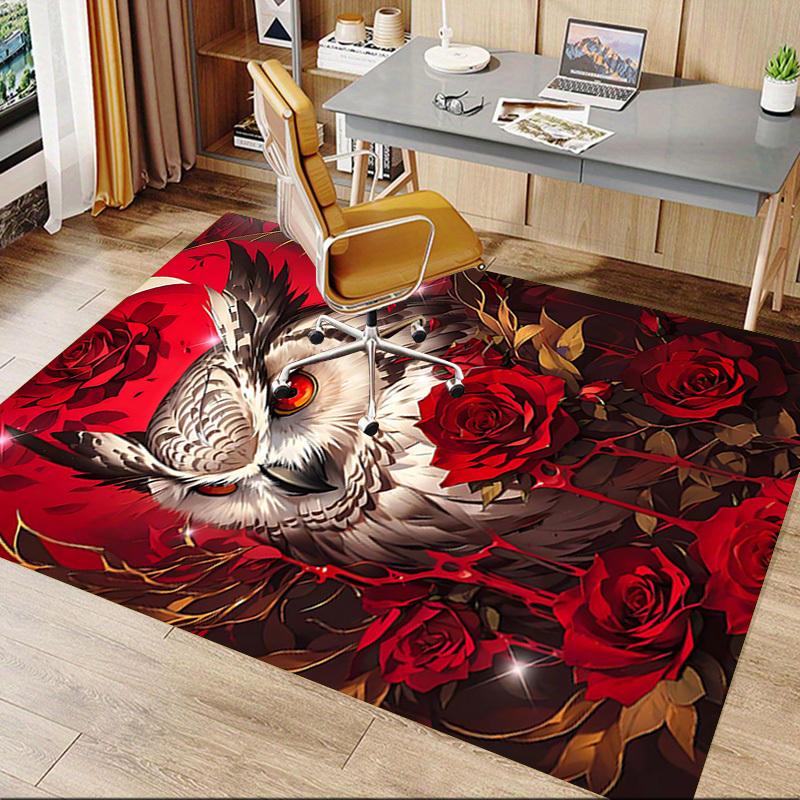 1PC Owl Roses Extra Large Non Slip Floor carpet, Office, family, bedroom Large Area Rug Indoor Rugs, Vibrant Colors