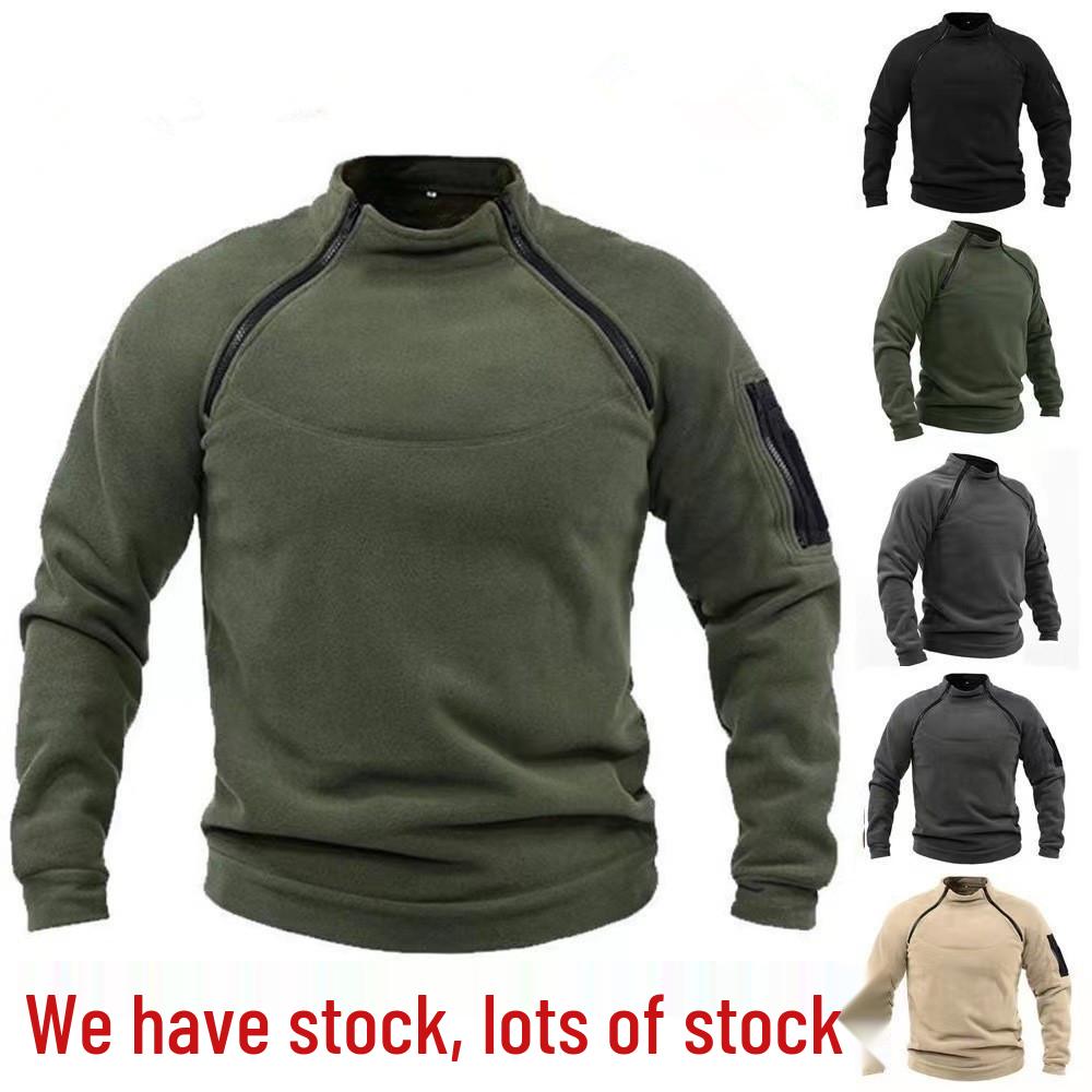 Men's Tactical Fleece Zipper Pullover Jacket - Stand-up Collar for Autumn/Winter Outdoor Sports
