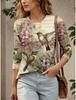 Women's T Shirt Floral Graphic Bird Tees Fashion Stylish Long Sleeve Crew Neck Regular Tops 3D Printed Summer Casual Pullover