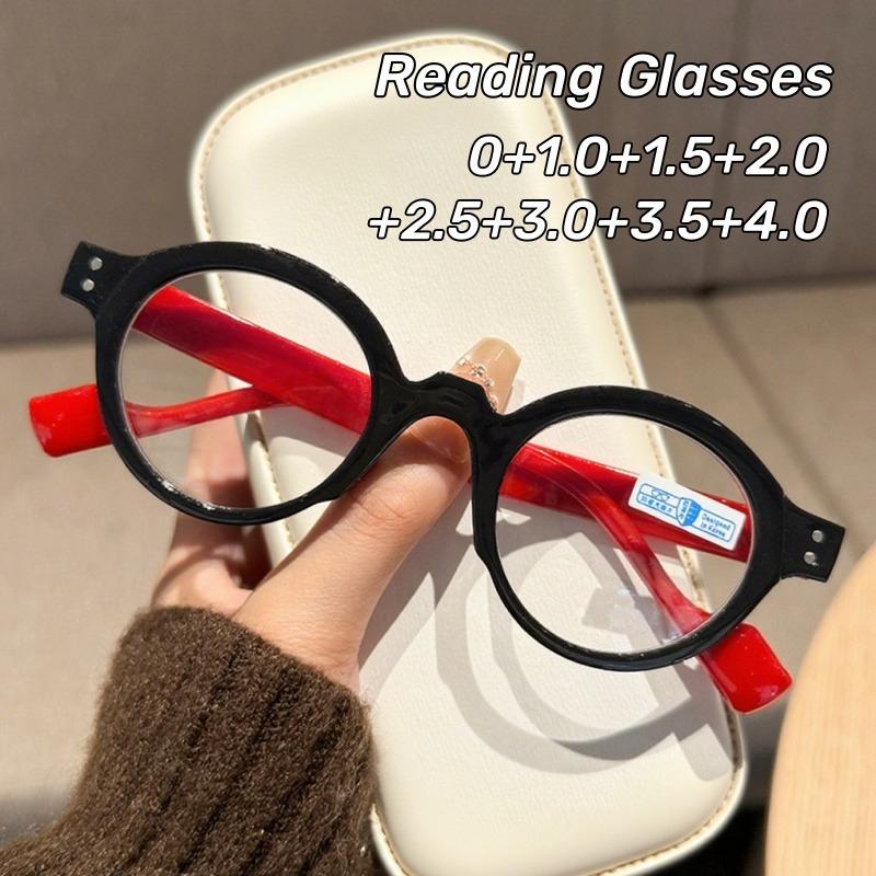 Retro Round Frame Presbyopia Glasses HD Anti-blue Light Reading Glasses for Men and Women Large Thick Frame Luxury Brand Glasses