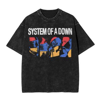 Camiseta para Hombre SOAD System Of A Down Banda de Rock Camisetas Lavadas Camiseta de Playa Y2K Básica Impresa Tops Casuales