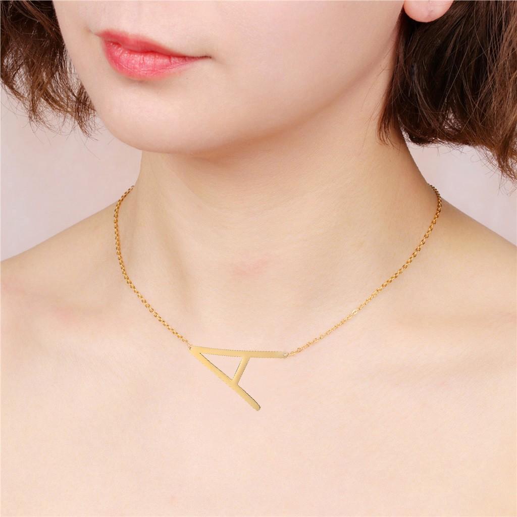 Stainless Steel Alphabet Letter Pendant Necklace A-Z Initial Charm Heart Shape Design Adjustable Chain Hypoallergenic Jewelry for Everyday Wear
