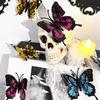 Hollow Out Halloween Wall Stickers Double Layer 3D Butterfly Wallpaper Decal  Home Decoration