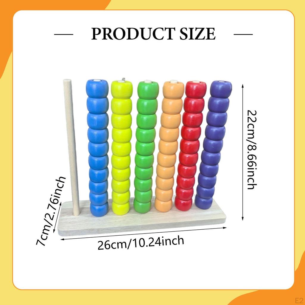 Wooden Color Sorting Stacking Toys Counting Games Threading Beads Matching with for 3