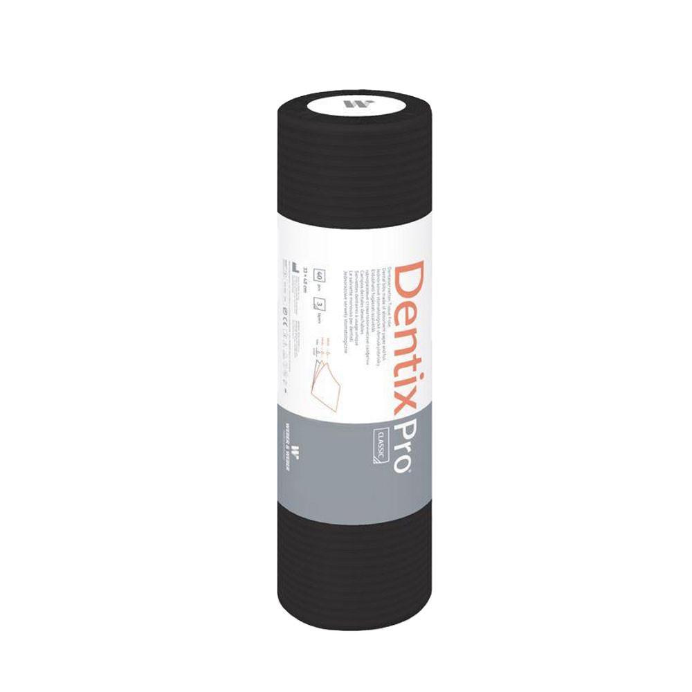 Dental Napkin on a Roll 33cm x 48cm Black Foiled 54g Dentixpro 40 pcs