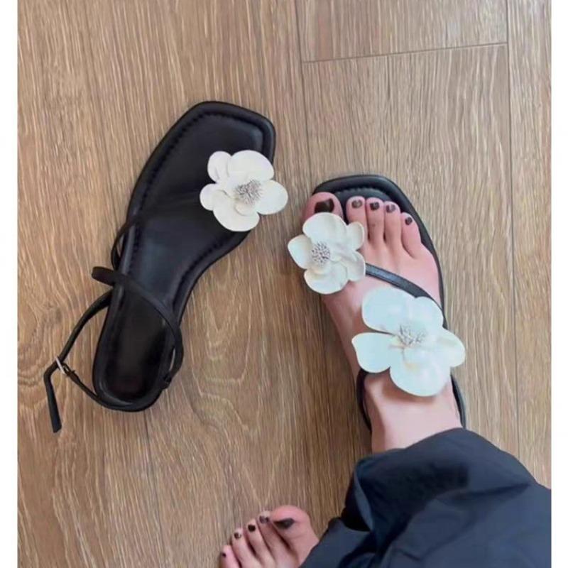 

Fashion 2025 Hot Sale Ladies Shoes Buckle Strap Women s Sandals Fashion Floral Daily Summer Light Best Seller Comfortable Flat Sandals 40 чёрный