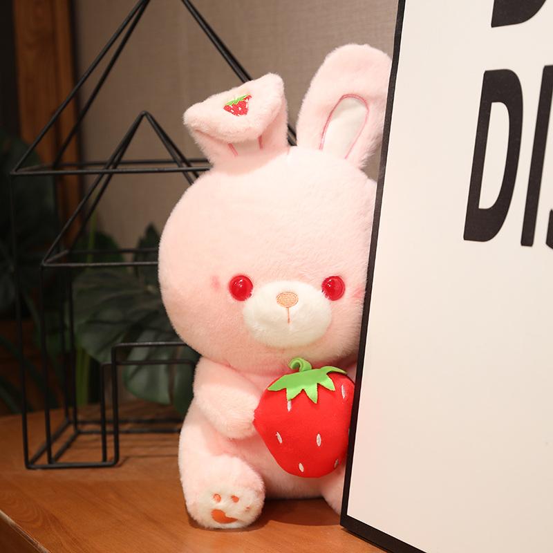 28/40/50CM Kawaii Strawberry Rabbit Plush Pillow Pink Bunny Dolls Stuffed Soft Animal Cushion Girls Kids Birthday Xmas Gifts
