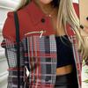 BITCED Autumn and Winter Long Sleeve Zip Colour Block Printed Lapel Small Jacket Women's