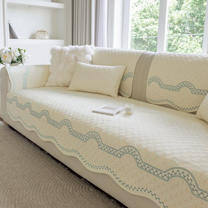 Pure Cotton Sofa Cushion Four Seasons Non-slip L-shaped Sofa Towel Dust-proof Durable Sofa Seat Cover for Living Room
