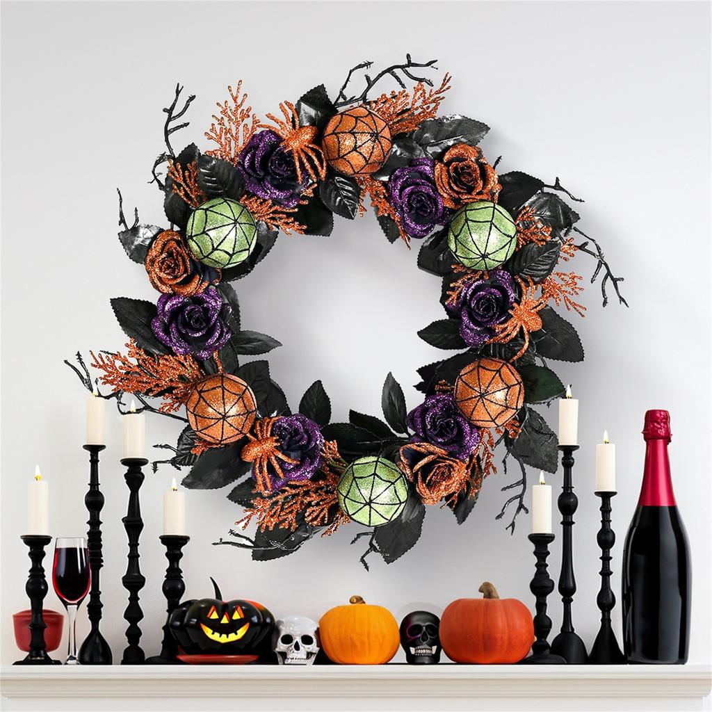 Halloween Wreath Halloween Decorations Pendant Home Decoration Door Decoration Specter Festival Cranium Door Hanging Cross-border New