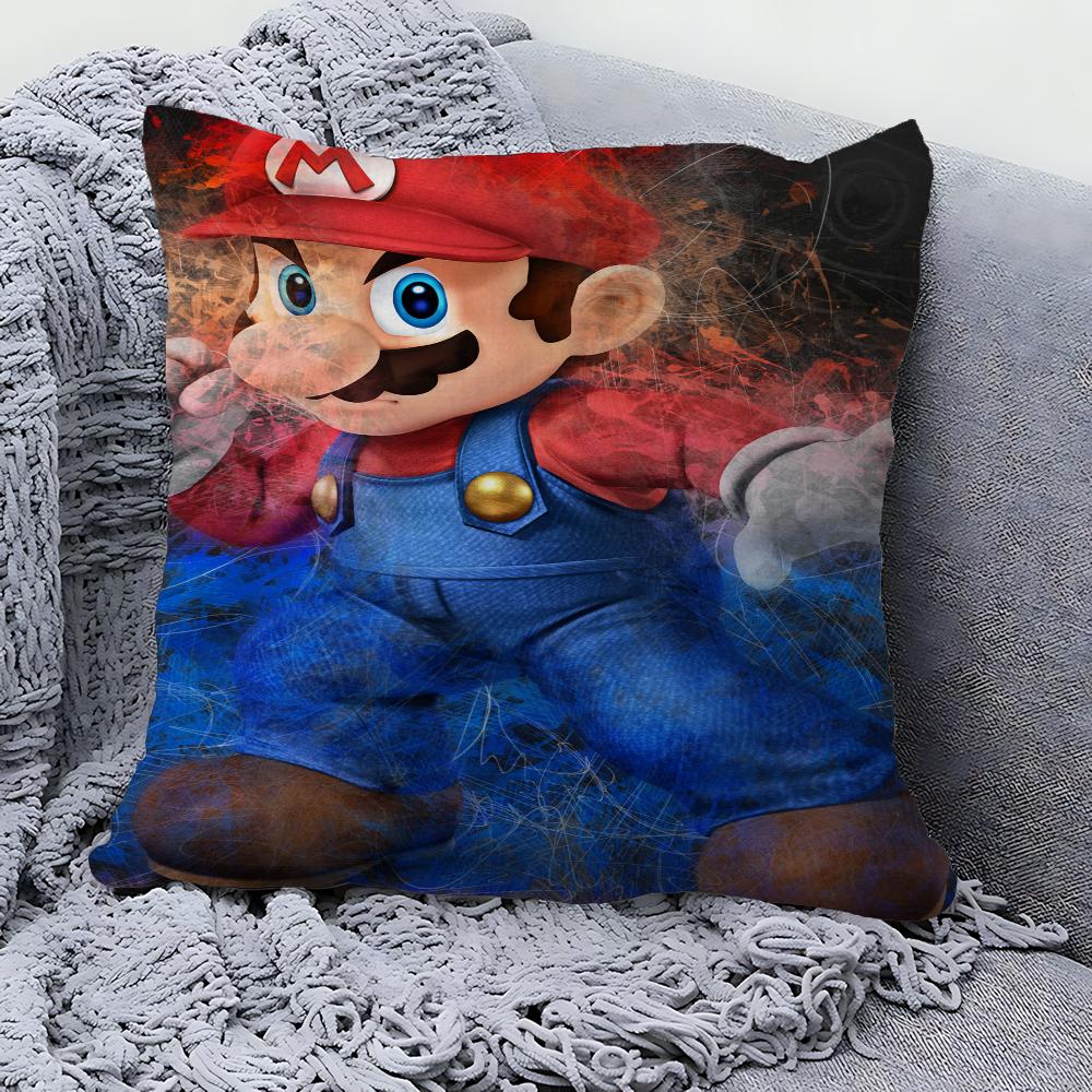 Capa de Almofada Desenho Animado Super M-Marios Fofa Fronha Sala de Estar Sofá Decoração de Casa Personalizado