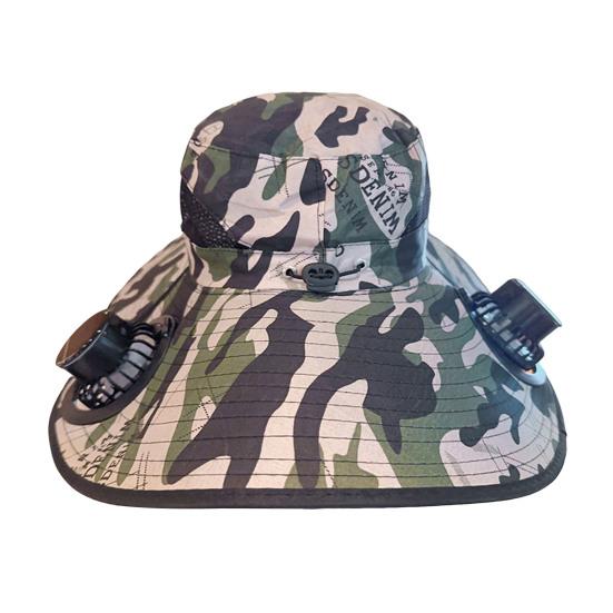 

Fan Cap Wide Brim Sun Protection Hat with Dual Power Supply Fans Solar USB Charging Built-in Battery Outdoor Cooling Hat D