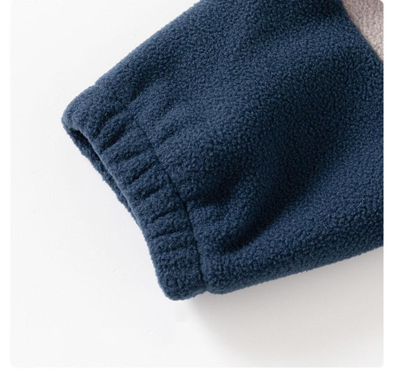 Autumn Kids Blue Polar Fleece Jackets 2-6T Children Cute Color Block Coat Girls Boys Simplicity Loose Overcoat