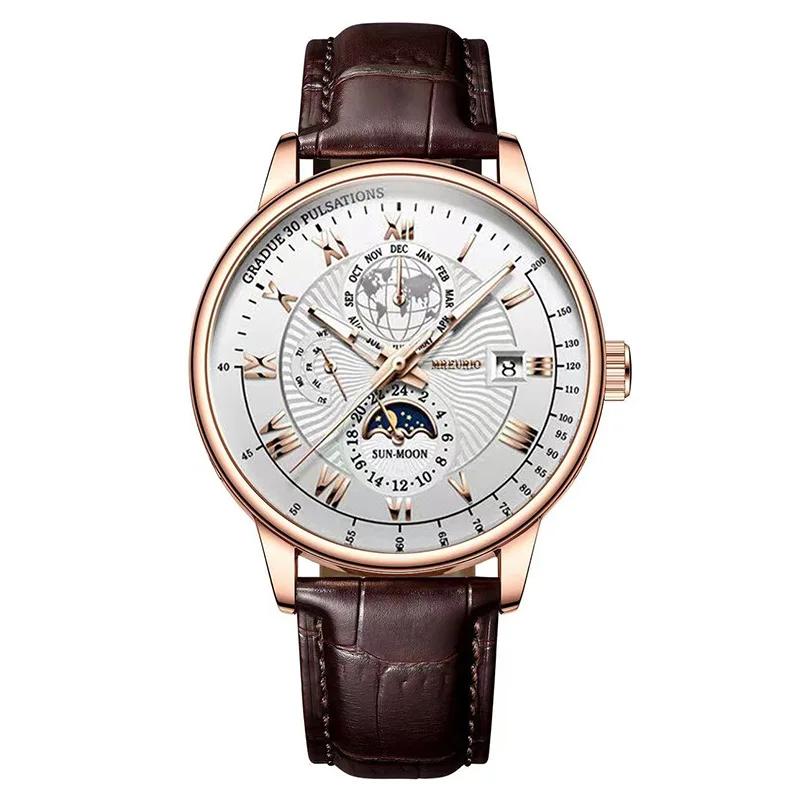 Watches Mens Top Brand Luxury Watch Calendar with Leather Band Fashion Business Quartz Wristwatch Casual Clock