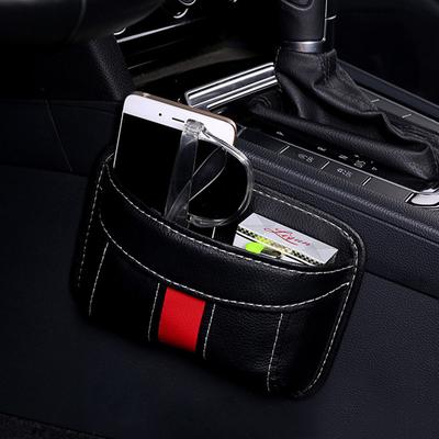 Car Storage Box Multifunction PU Leather Protable Organizer Box Universal Paste Type Debris Hanging Mobile Phone Storage Shelf