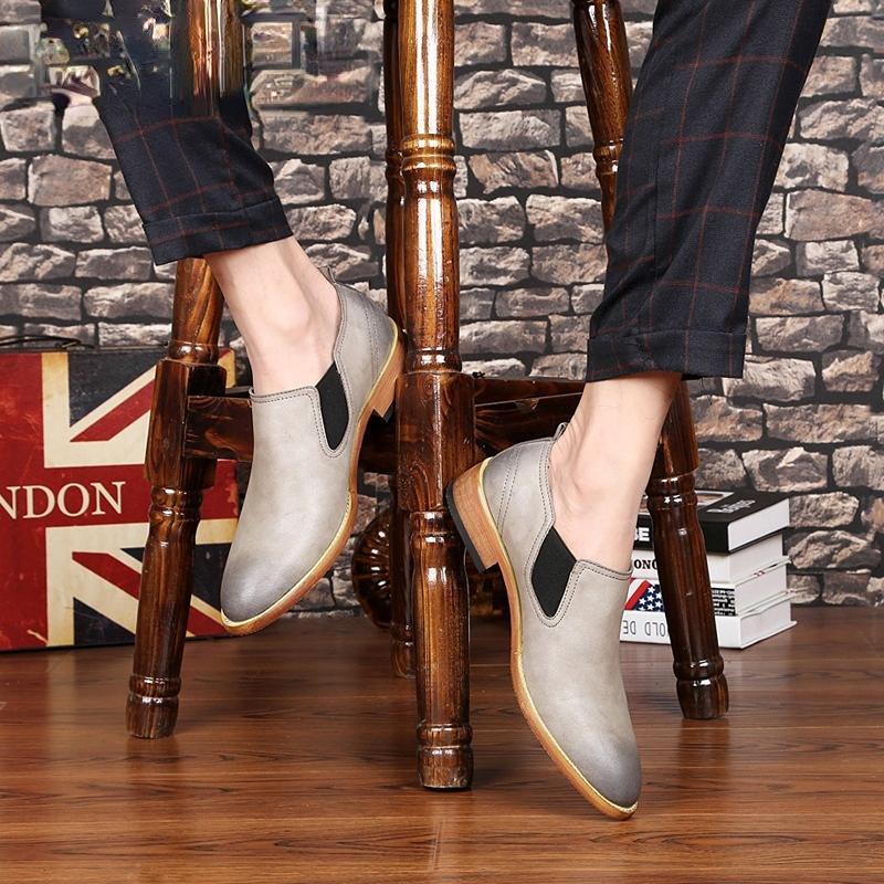 Men's Shoes Pointed Toe Large Retro British Style Business Casual Formal Leather Shoes for Men Zapatos De Hombre