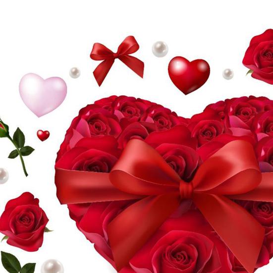 Heart-Shaped Rose Flower Window Sticker Valentine's Day Removable PVC Window Glass Decal Reusable Static Clings for Home Wedding Anniversary