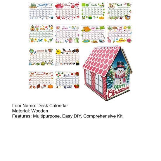 DIY Desk Calendar 2026 Diamond Art Calendar Crafting Kit Cute House Tabletop Calendar Monthly Planner Decoration for Home Office Bedroom