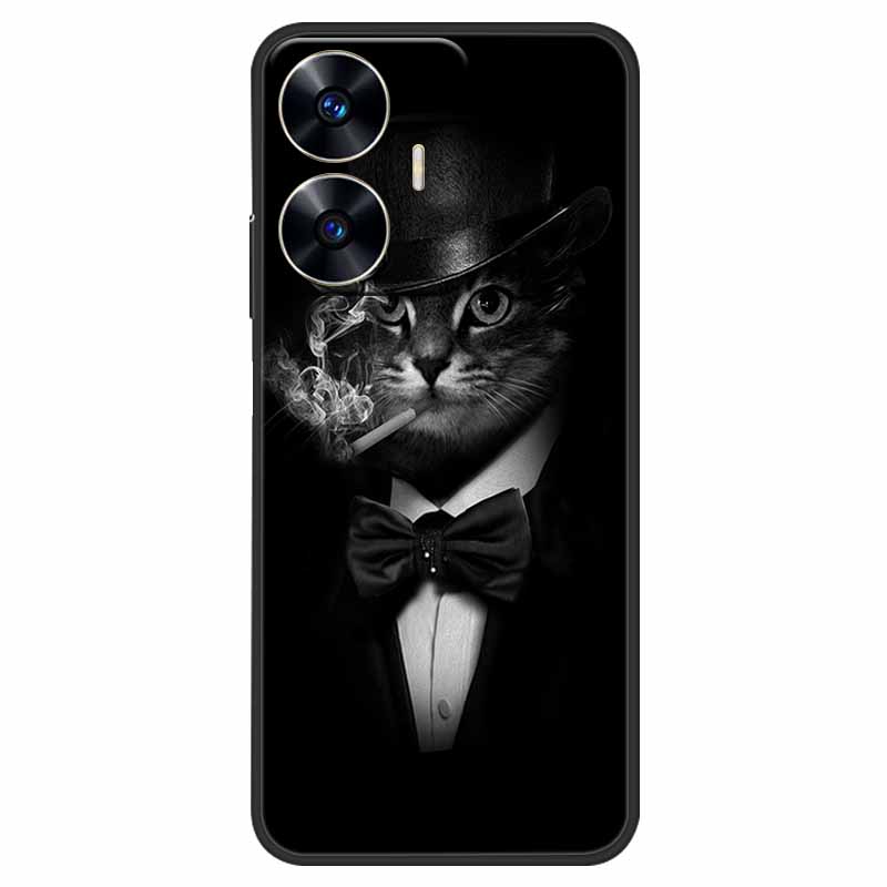 Phone Cover For Realme C55 Case Black Silicone Fundas For Realme C55 RMX3710 TPU Soft Back Coque Star Painted on RealmeC55 C 55