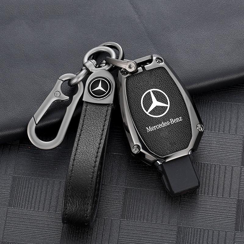D4Leather Car Key Case Cover Shell Fob For Mercedes Benz A B C E R Class GLS GLA GLK GLC CLS CLA AMG W204 W205 W212 W463 W176 PWJN1