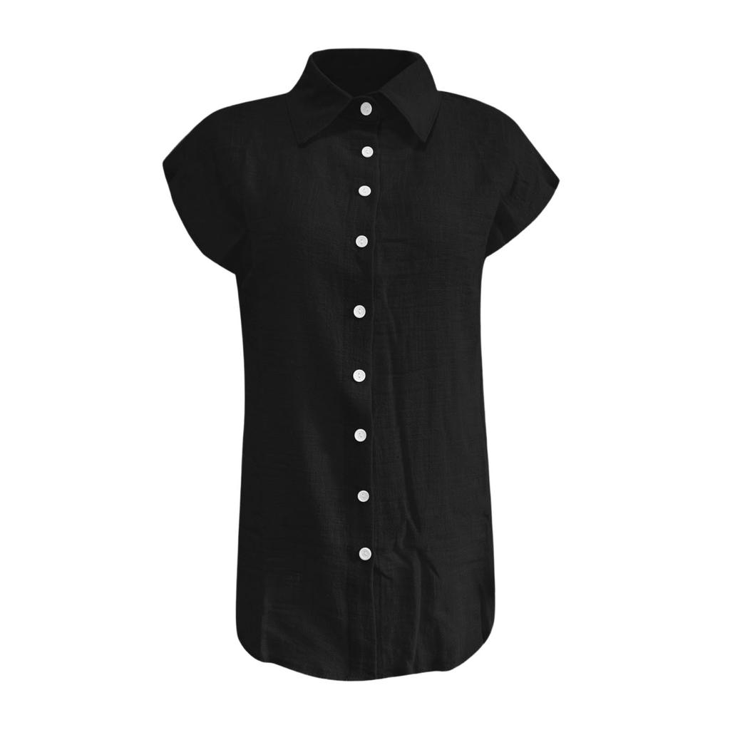 Women's Casual Fashion Short Sleeve Color Single Breasted Shirt Top
