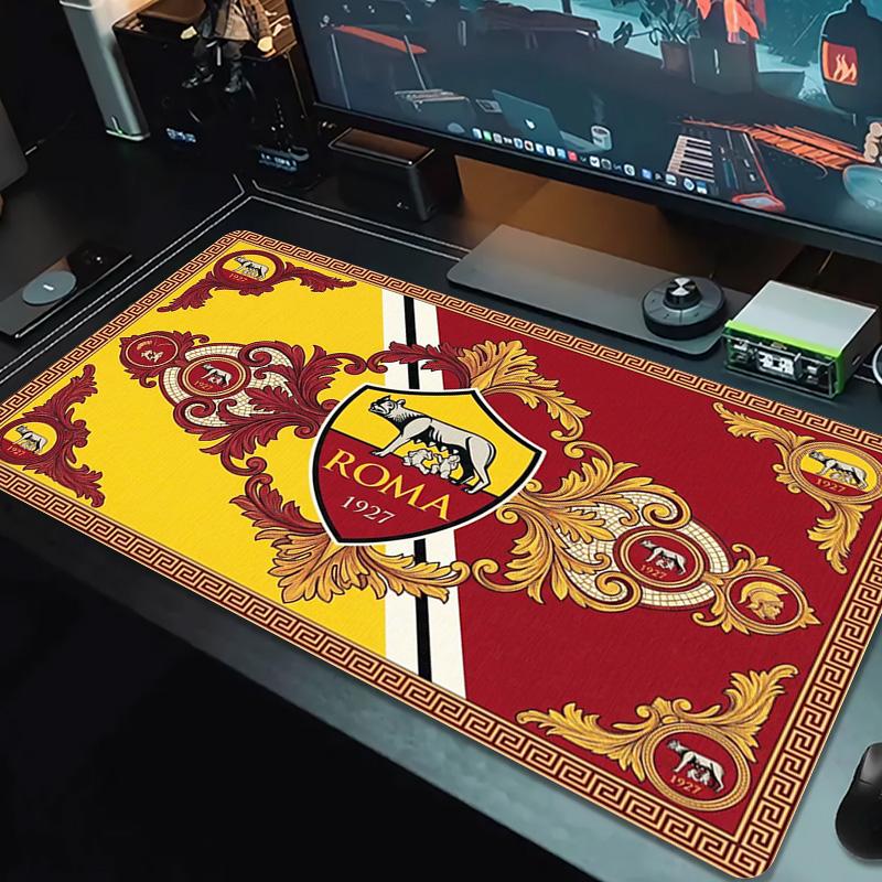 AS Roma Logo Color Mouse Pad Large Gaming Table Cushion Non-slip Laptop Tablet Big Mousepad XXL Mat Mini PC Playmat With Lock edge