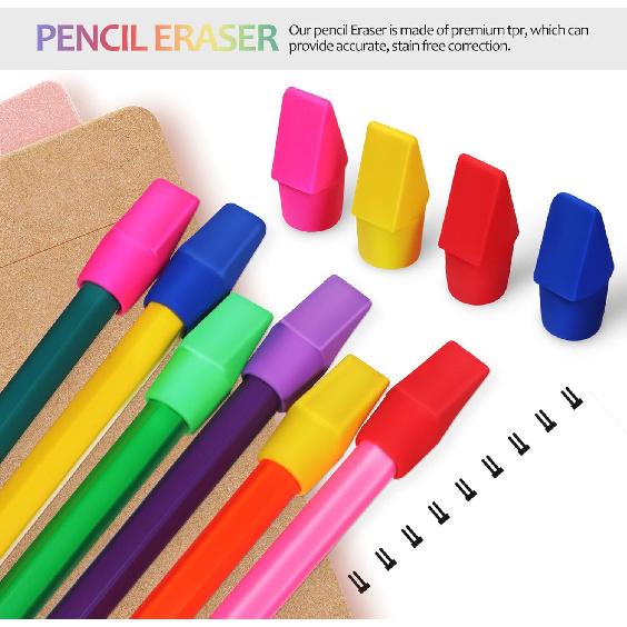 Ciieeo 120Pcs Cap Erasers for Pencils Toppers Erasers Mixed Color Pencil Top Erasers Stationery Supplies for and Teachers