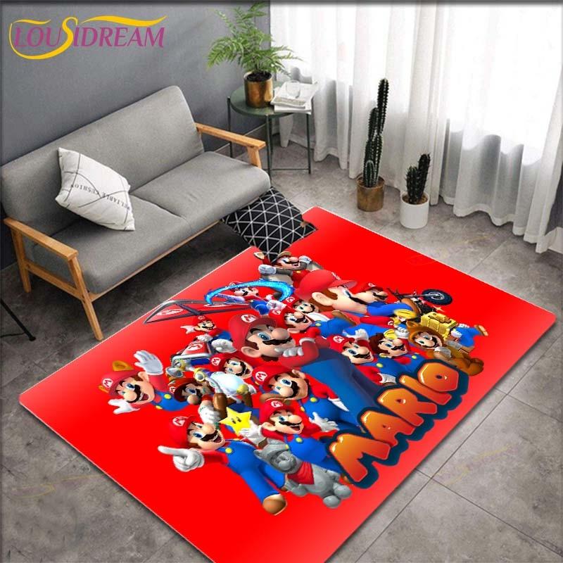 Tapetes com Padrão Anime Mario Bros para Sala de Estar Tapete de Área Antiderrapante Tapetes para Quarto de Crianças Tapete de Yoga Tapete Grande Decoração