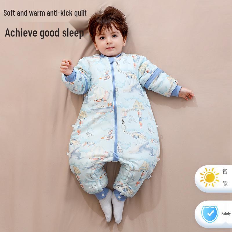 Quilted Unisex Infant & Toddler Sleeping Bag - Autumn/Winter, Anti-Kick, Anti-Startle, Down Protein Cotton, Temperature-Regulating.