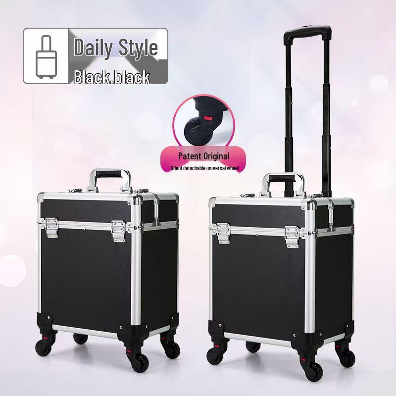 Professional Makeup Artist Trolley Case: Large Capacity Storage with Lock for Makeup, Nail, and Tattoo Tools.