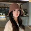 Solid Color Bucket Hat For Women Winter Korean Style Warm Sun Protection Cap For Casual Fashion