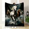 Galloping Horses Stream Throw Blanket Bedroom Blanket for Livingroom Couch Lunch Break Soft Throw for Friend's Festival Gift