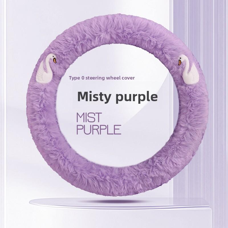 Car steering wheel cover winter short plush women's cute cartoon swan handlebar cover warm and non-slip