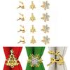 Holiday Table Decor Christmas Napkin Rings Sturdy Metal Material 12 Pcs Set Christmas Tree Design Snowflake Design