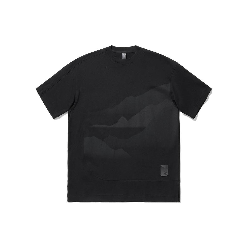 Li Ning X Jackie Chan Collaboration Kung Fu Series Dark Pattern Loose Fit Crew Neck Short Sleeve T-Shirt Men Tops Black AHSU191-2