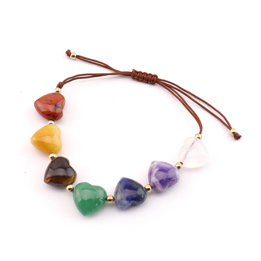 Natural Crystal Necklace Colorful Love Crystal Hand-Woven Necklace Bracelet Peach Heart Pendant N739