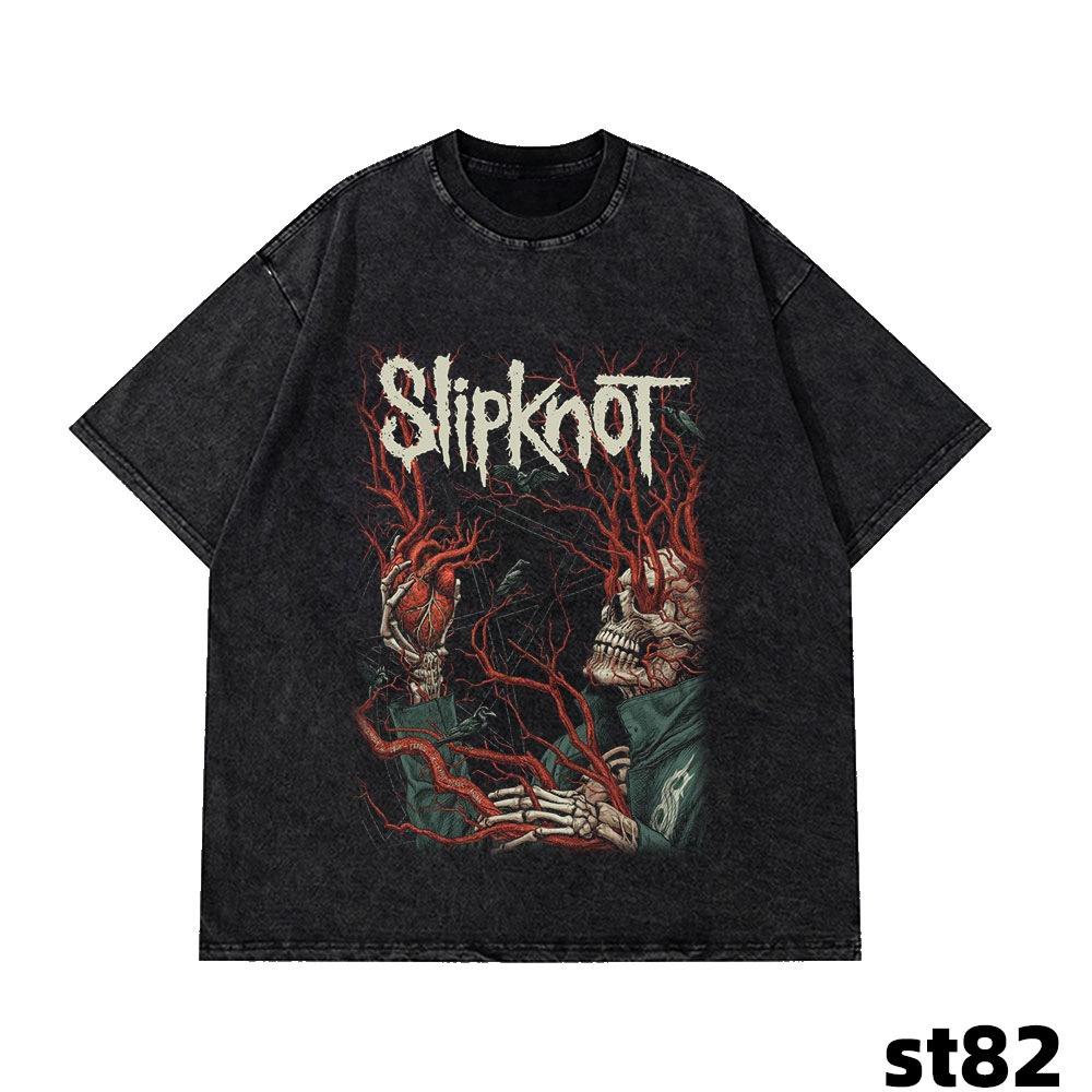 Slipknot Album Poster Graphic Print Vintage Washed TShirts Global Tour Mercah Unisex Women Harajuku Street Oversized Cotton Tees