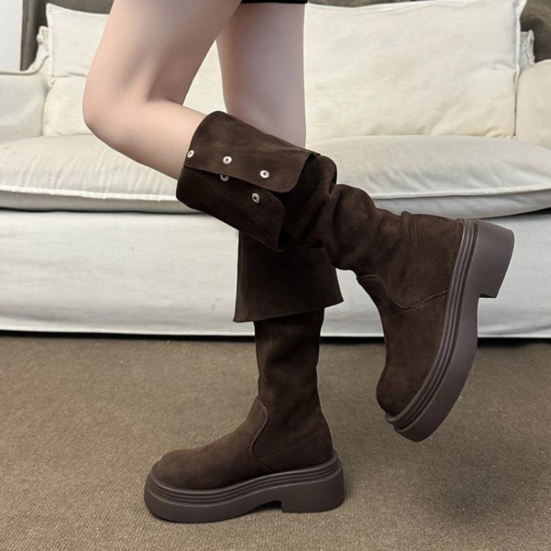Autumn and winter new long tube flanged thin boots fashionable western women's boots small knee knight boots