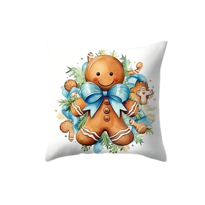 

Ins Christmas Decoration Ambience Gingerbread Man Bell Pillowcase Snowman Christmas Ball Car Office Pillowcase 45*45cm